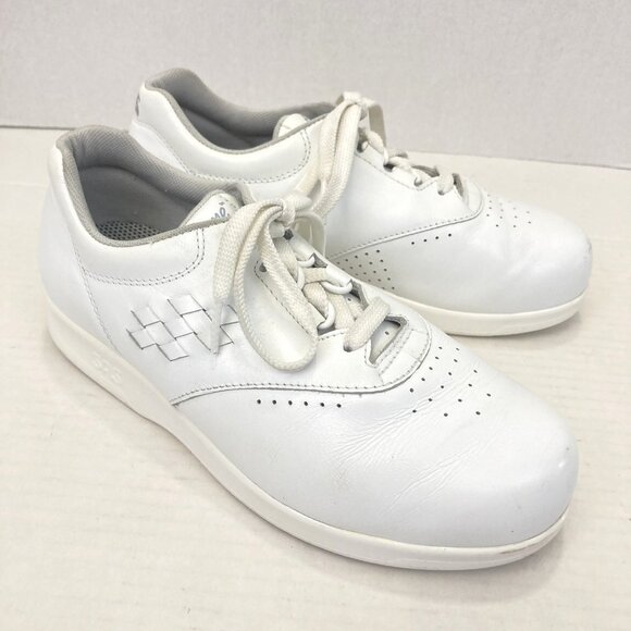 Vintage SAS Freetime Shoes Womens Size 5 White Leather Walking Comfort Made USA - Picture 1 of 14